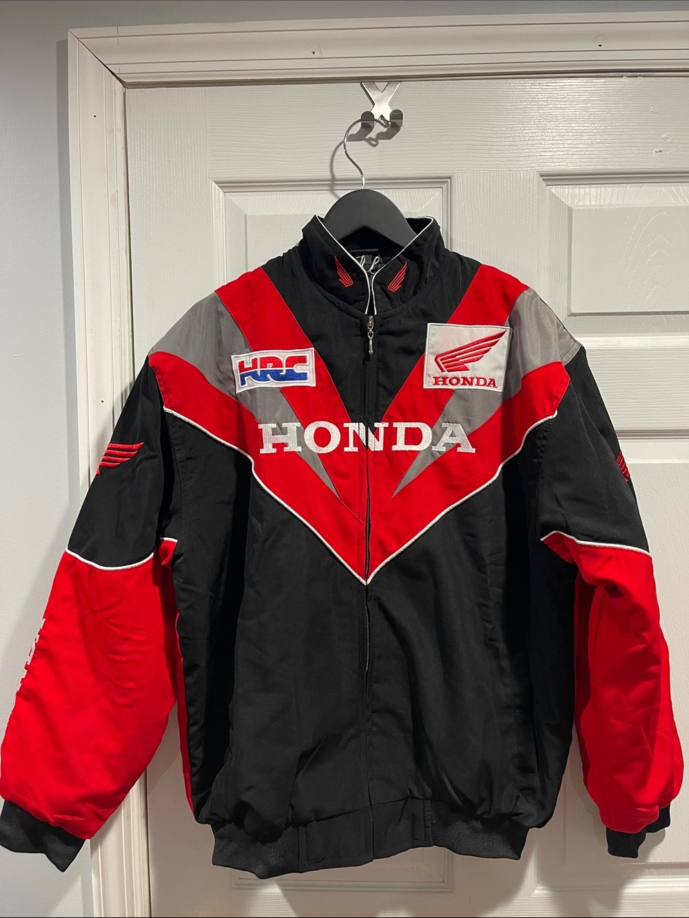 Honda Men's Black & Red Bomber Jacket with Honda Logos
